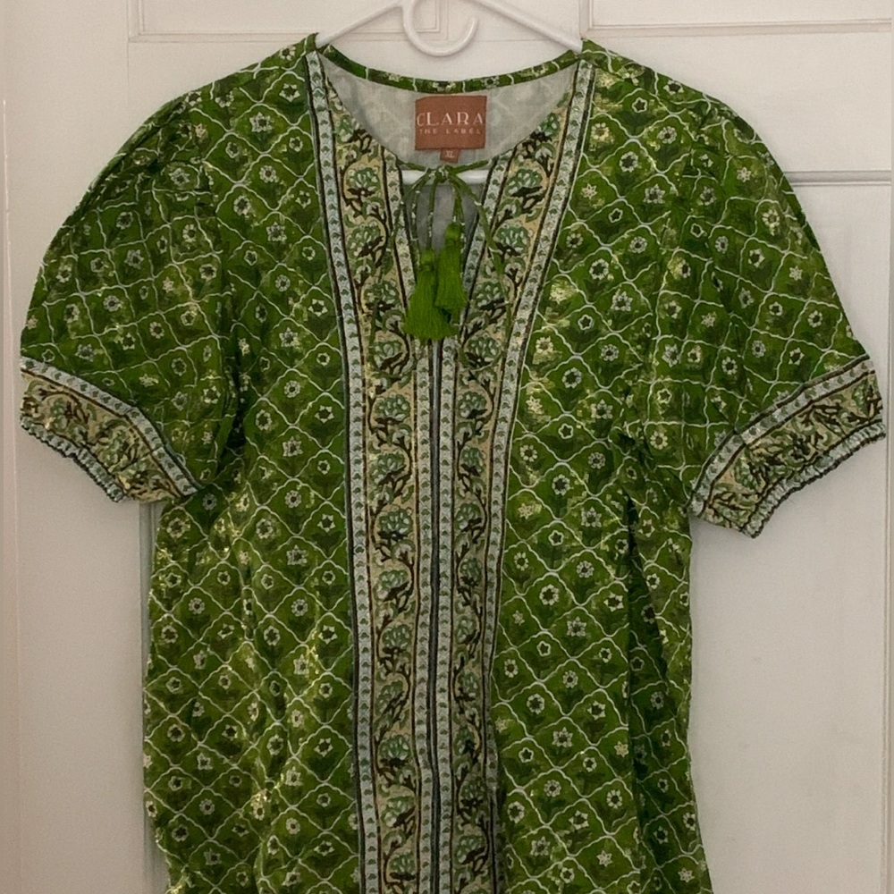 โจ๐๐ฅGreen Gold Blouse Victoria Dunn Clara the Label NWOT - Picture 2 of 7